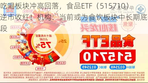 吃喝板块冲高回落，食品ETF（515710）逆市收红！机构：当前或为食饮板块中长期底部阶段