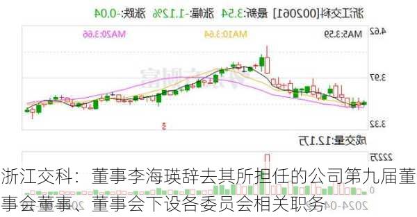 浙江交科：董事李海瑛辞去其所担任的公司第九届董事会董事、董事会下设各委员会相关职务