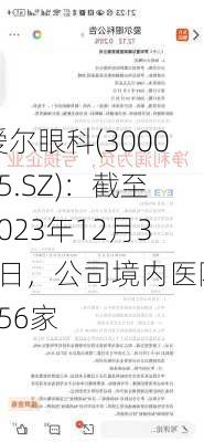 爱尔眼科(300015.SZ)：截至2023年12月31日，公司境内医院256家