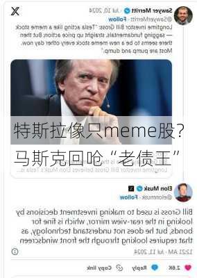 特斯拉像只meme股？马斯克回呛“老债王”