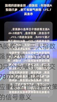 A股收评：三大指数强势反弹，近5000只个股飘红，成交7870亿！机构：应重视监管层新政策的信号意义