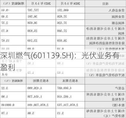 深圳燃气(601139.SH)：光伏业务有盈利