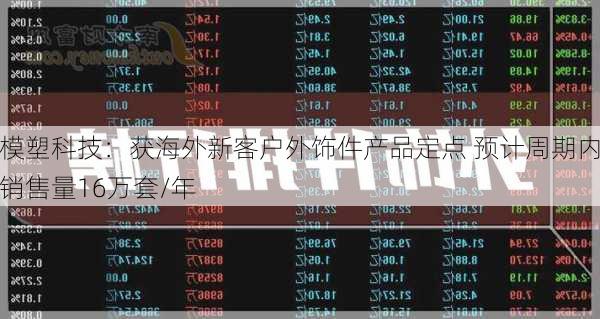 模塑科技：获海外新客户外饰件产品定点 预计周期内销售量16万套/年