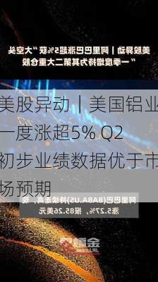 美股异动｜美国铝业一度涨超5% Q2初步业绩数据优于市场预期