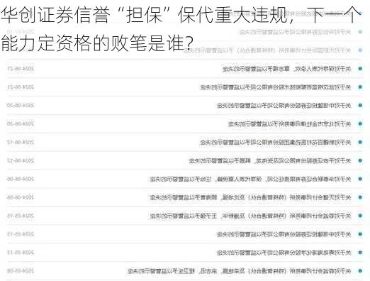 华创证券信誉“担保”保代重大违规，下一个能力定资格的败笔是谁？
