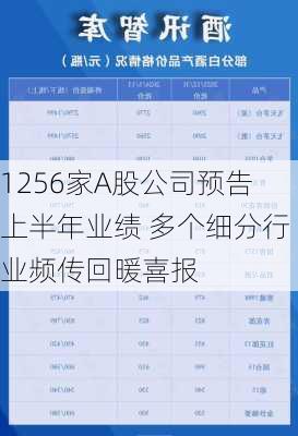 1256家A股公司预告上半年业绩 多个细分行业频传回暖喜报