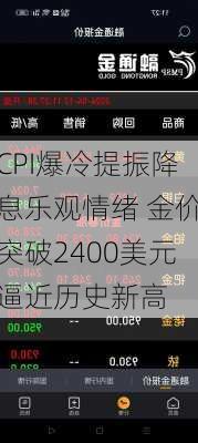 CPI爆冷提振降息乐观情绪 金价突破2400美元逼近历史新高