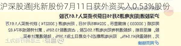 沪深股通|兆新股份7月11日获外资买入0.53%股份