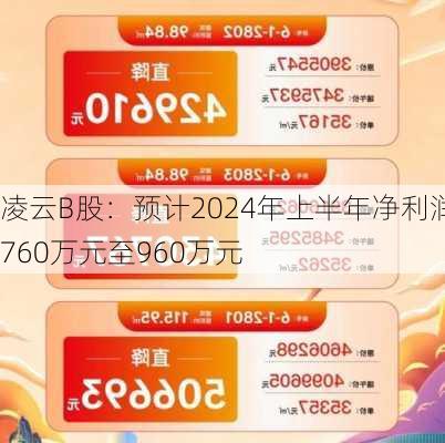 凌云B股：预计2024年上半年净利润760万元至960万元