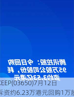 KEEP(03650)7月12日斥资约6.23万港元回购1万股