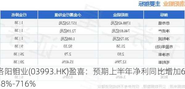 洛阳钼业(03993.HK)盈喜：预期上半年净利同比增加638%-716%