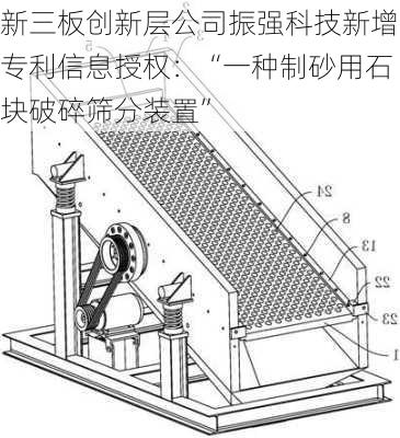 新三板创新层公司振强科技新增专利信息授权：“一种制砂用石块破碎筛分装置”