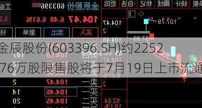 金辰股份(603396.SH)约2252.76万股限售股将于7月19日上市流通