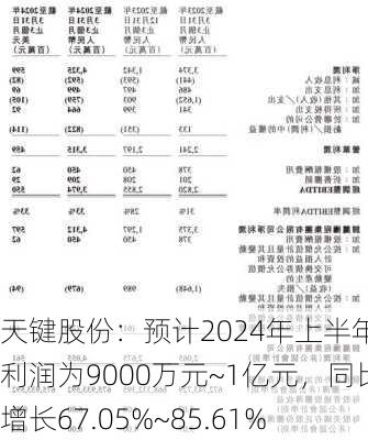 天键股份：预计2024年上半年净利润为9000万元~1亿元，同比增长67.05%~85.61%