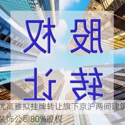 优高雅拟挂牌转让旗下京沪两间建筑装饰公司80%股权