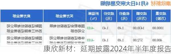 康欣新材：延期披露2024年半年度报告