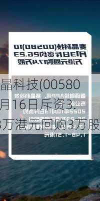 赛晶科技(00580)7月16日斥资3.33万港元回购3万股