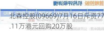 北森控股(09669)7月16日斥资77.11万港元回购20万股