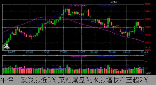 午评：欧线涨近3% 菜粕尾盘跳水涨幅收窄至超2%