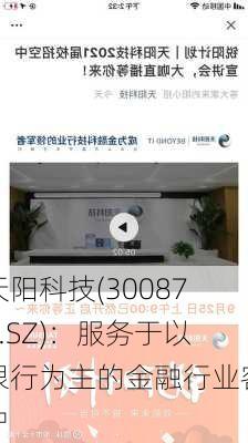 天阳科技(300872.SZ)：服务于以银行为主的金融行业客户