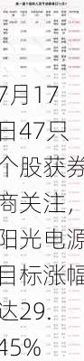 7月17日47只个股获券商关注，阳光电源目标涨幅达29.45%