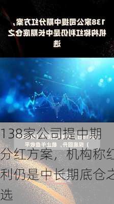 138家公司提中期分红方案，机构称红利仍是中长期底仓之选