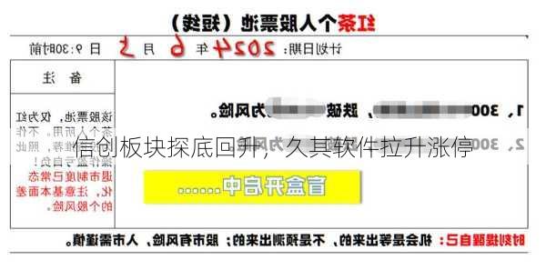 信创板块探底回升，久其软件拉升涨停