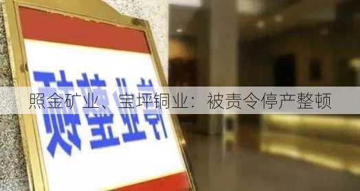 照金矿业、宝坪铜业：被责令停产整顿