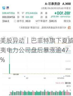 美股异动｜巴菲特旗下夏威夷电力公司盘后暴涨逾47%