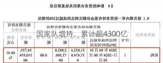 国家队增持，累计超4300亿