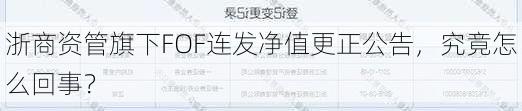 浙商资管旗下FOF连发净值更正公告，究竟怎么回事？