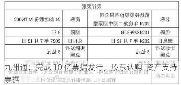 九州通：完成 10 亿票据发行，股东认购  资产支持票据