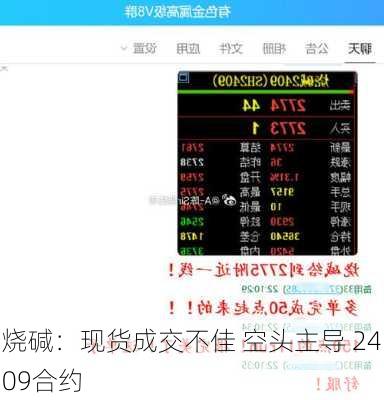 烧碱：现货成交不佳 空头主导 2409合约