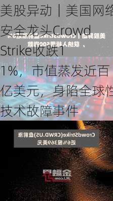 美股异动｜美国网络安全龙头CrowdStrike收跌11%，市值蒸发近百亿美元，身陷全球性技术故障事件