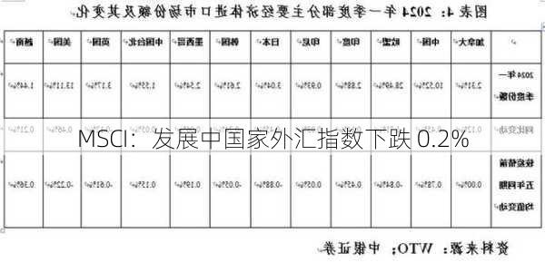 MSCI：发展中国家外汇指数下跌 0.2%