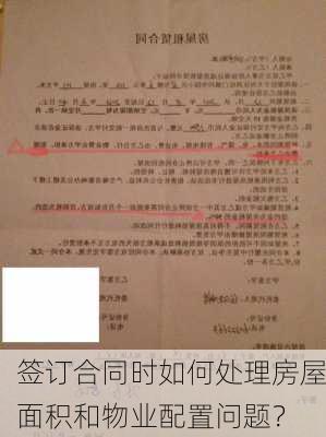 签订合同时如何处理房屋面积和物业配置问题？