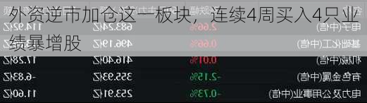 外资逆市加仓这一板块，连续4周买入4只业绩暴增股