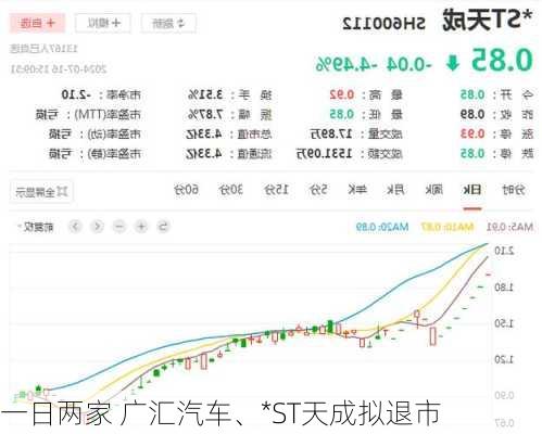 一日两家 广汇汽车、*ST天成拟退市