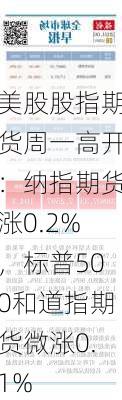 美股股指期货周一高开：纳指期货涨0.2%，标普500和道指期货微涨0.1%