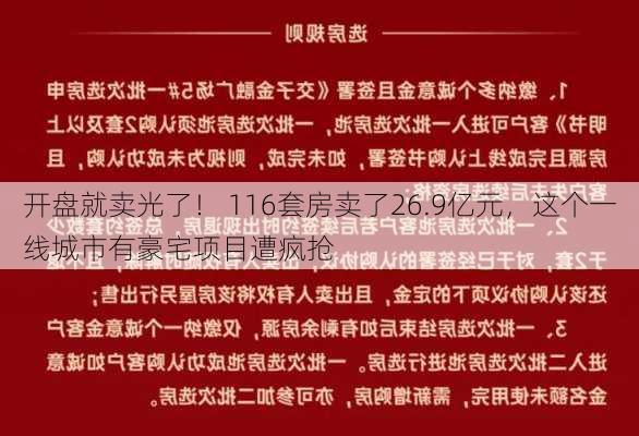 开盘就卖光了！ 116套房卖了26.9亿元，这个一线城市有豪宅项目遭疯抢