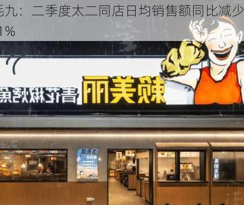 九毛九：二季度太二同店日均销售额同比减少18.1%