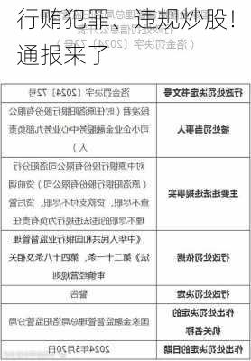 行贿犯罪、违规炒股！通报来了