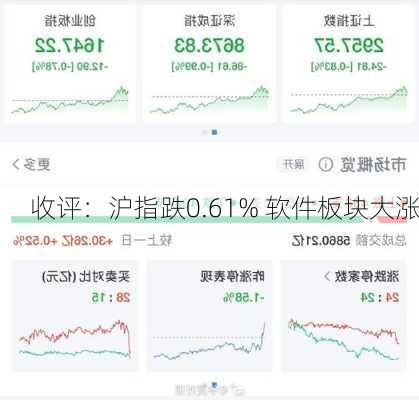 收评：沪指跌0.61% 软件板块大涨