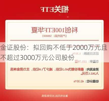 金证股份：拟回购不低于2000万元且不超过3000万元公司股份