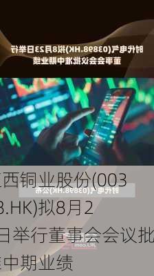 江西铜业股份(00358.HK)拟8月28日举行董事会会议批准中期业绩