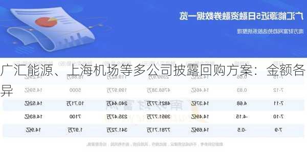 广汇能源、上海机场等多公司披露回购方案：金额各异