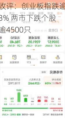 收评：创业板指跌逾3% 两市下跌个股逾4500只