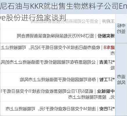 埃尼石油与KKR就出售生物燃料子公司Enilive股份进行独家谈判