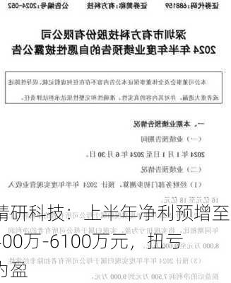 精研科技：上半年净利预增至5400万-6100万元，扭亏为盈