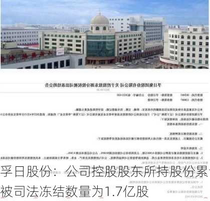 孚日股份：公司控股股东所持股份累计被司法冻结数量为1.7亿股